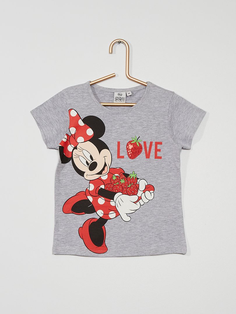 Tee-shirt en maille jersey 'Minnie' 'Disney' gris chiné - Kiabi