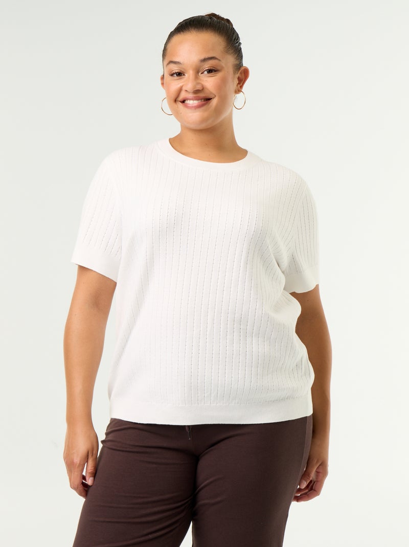 Tee-shirt en tricot ajouré Blanc - Kiabi