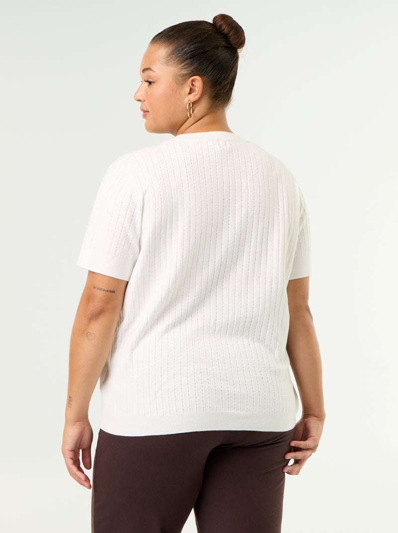 Tee-shirt en tricot ajouré Blanc - Kiabi