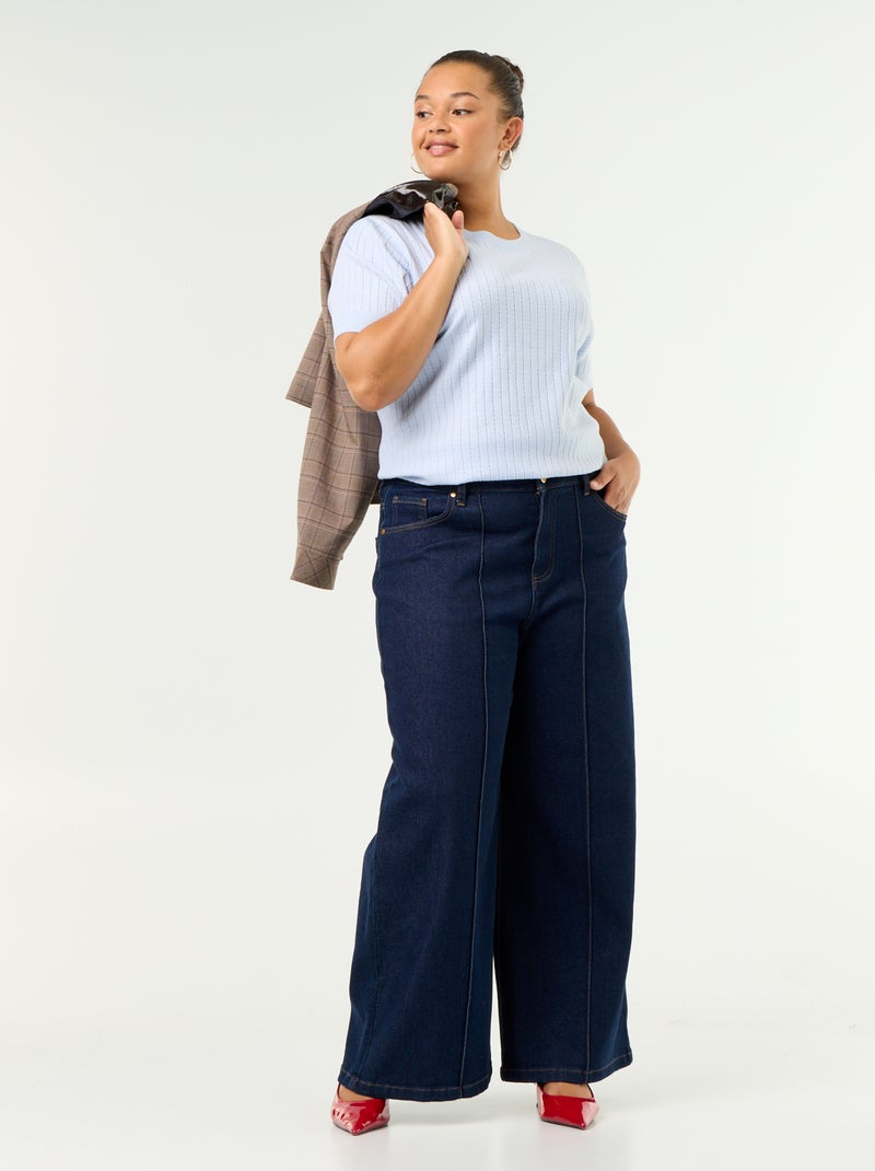 Tee-shirt en tricot ajouré Bleu - Kiabi