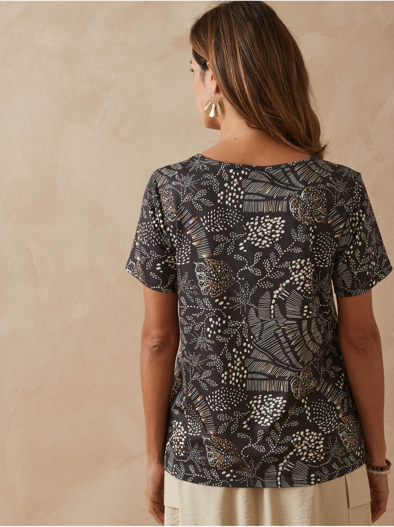 Tee-shirt encolure fantaisie - DAXON Marron chocolat - Kiabi