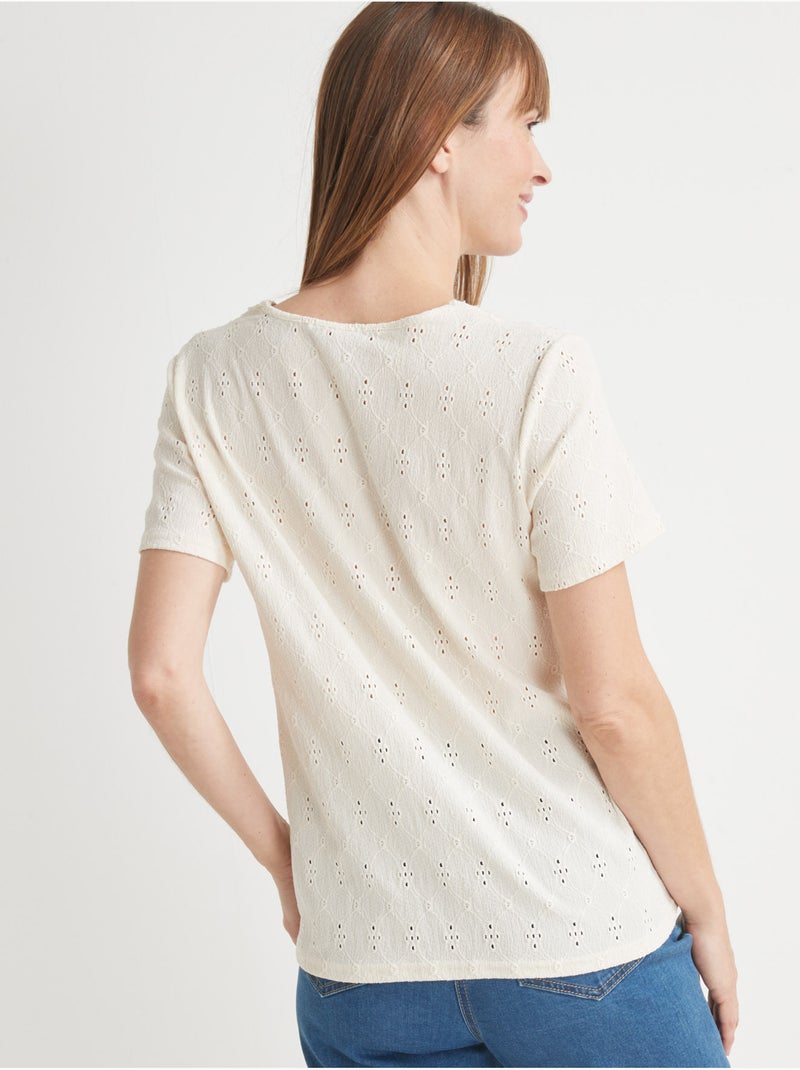 Tee-shirt encolure macramé - DAXON Ecru - Kiabi