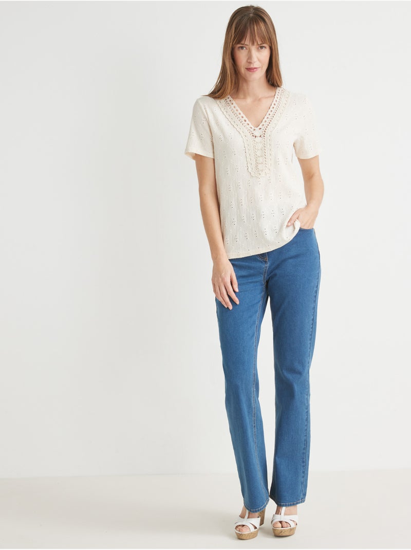 Tee-shirt encolure macramé - DAXON Ecru - Kiabi