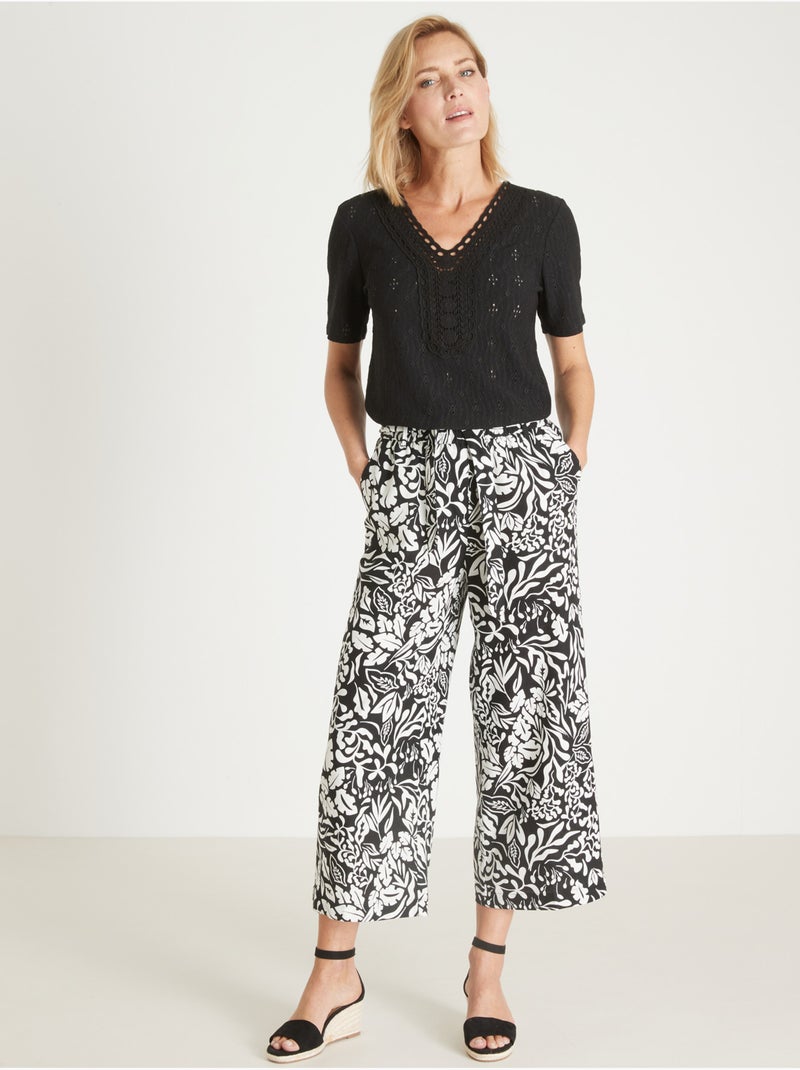 Tee-shirt encolure macramé - DAXON Noir Noir - Kiabi
