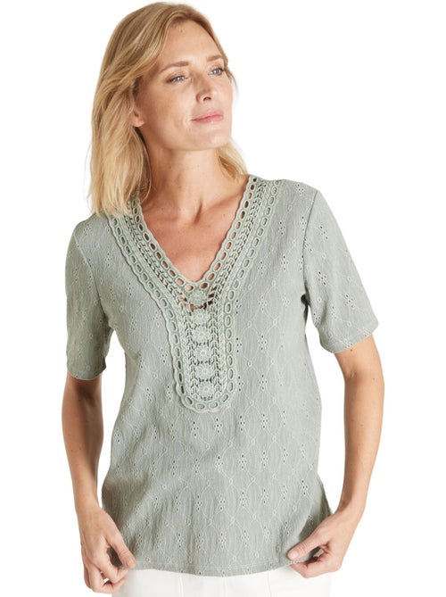 Tee-shirt encolure macramé - DAXON - Kiabi