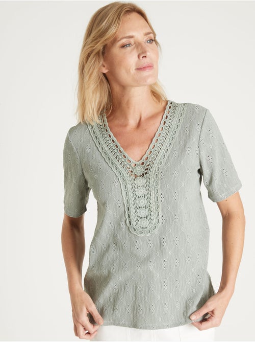 Tee-shirt encolure macramé - DAXON - Kiabi