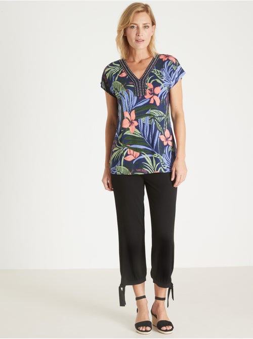 Tee-shirt encolure perles fantaisie - DAXON - Kiabi