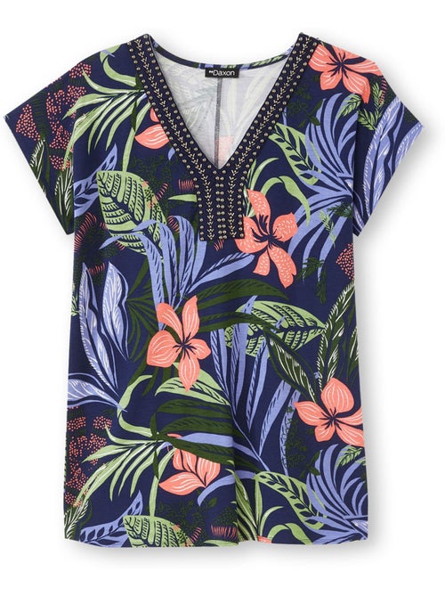 Tee-shirt encolure perles fantaisie - DAXON - Kiabi