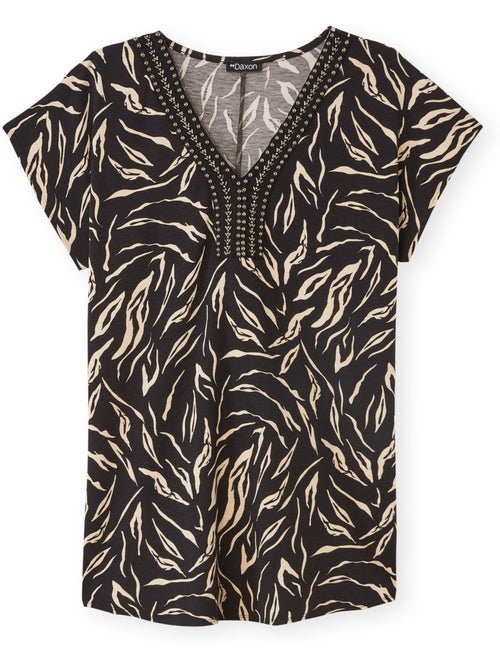 Tee-shirt encolure perles fantaisie - DAXON - Kiabi
