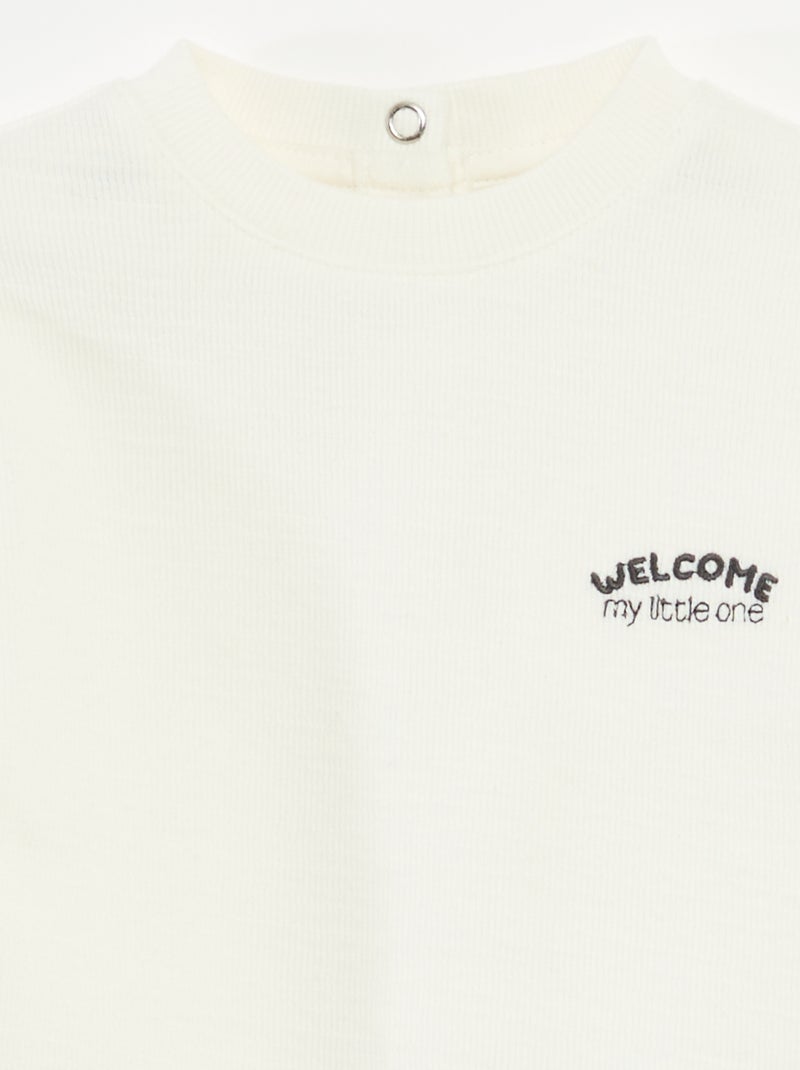 Tee-shirt épais avec animal brodé Blanc - Kiabi