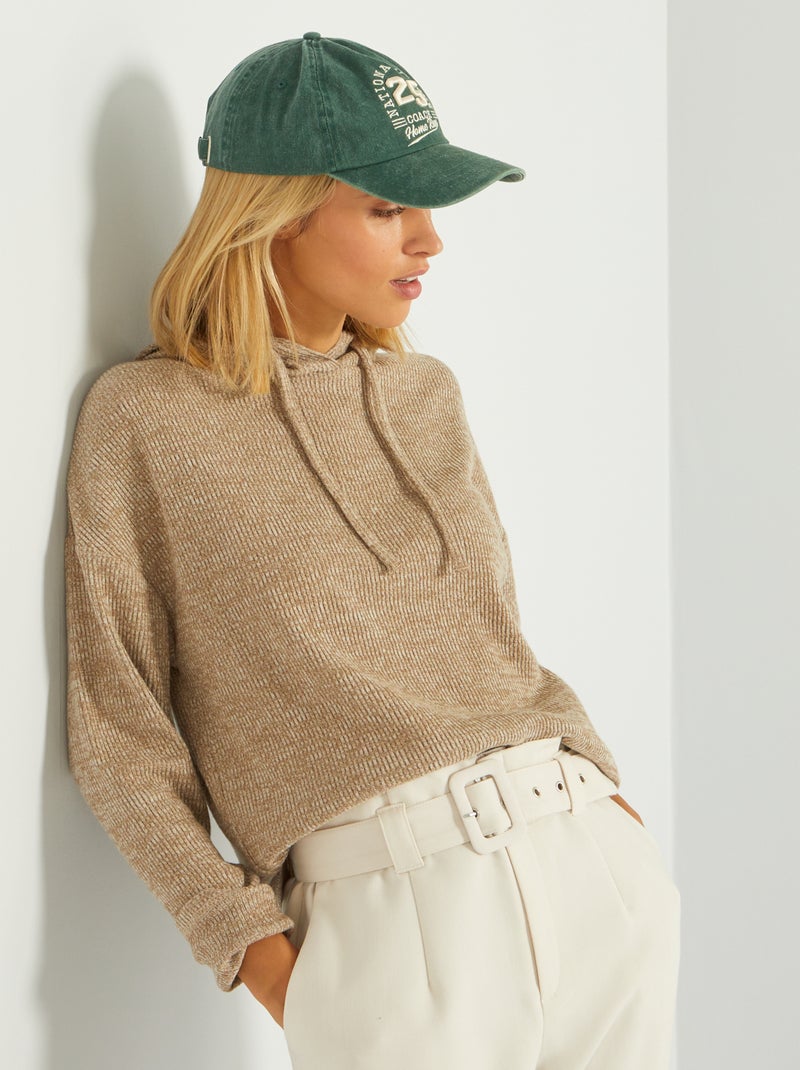 Tee-shirt esprit sweat à capuche Beige - Kiabi
