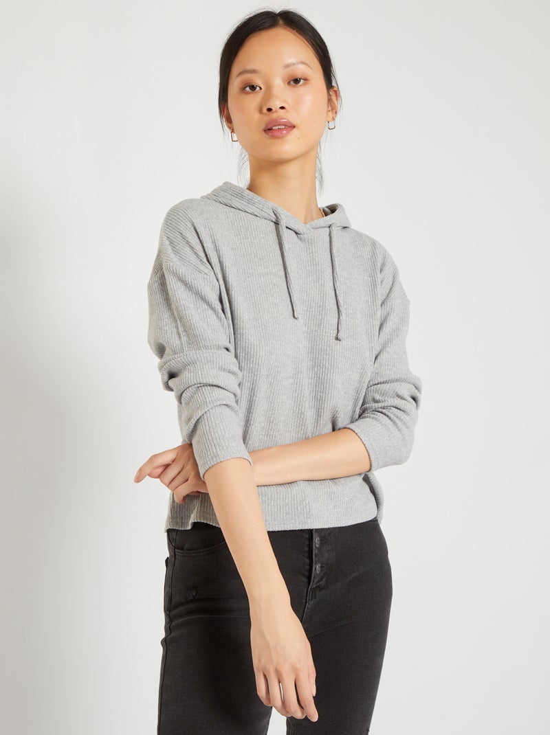 Tee-shirt esprit sweat à capuche Gris clair - Kiabi