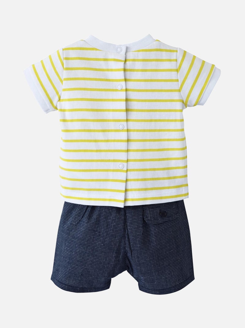 TEE-SHIRT ET SHORT COURT POPCORN Bleu - Kiabi