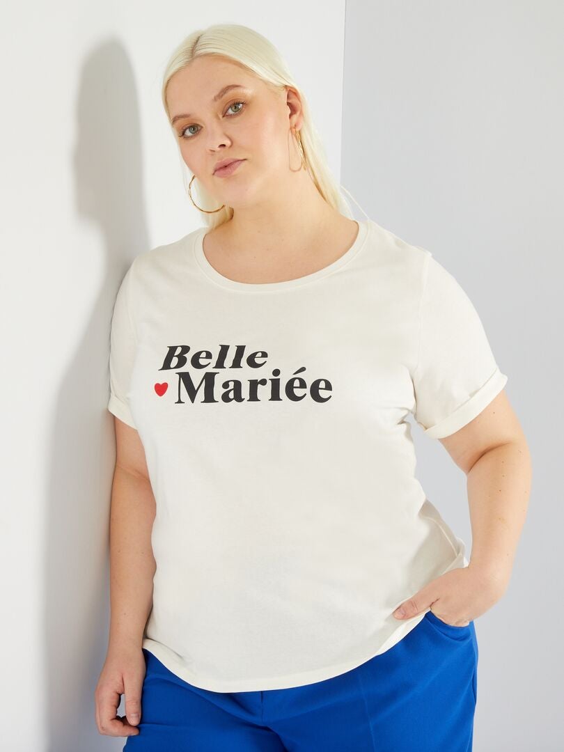 Tee-shirt EVJF avec message Blanc 'mariée' - Kiabi