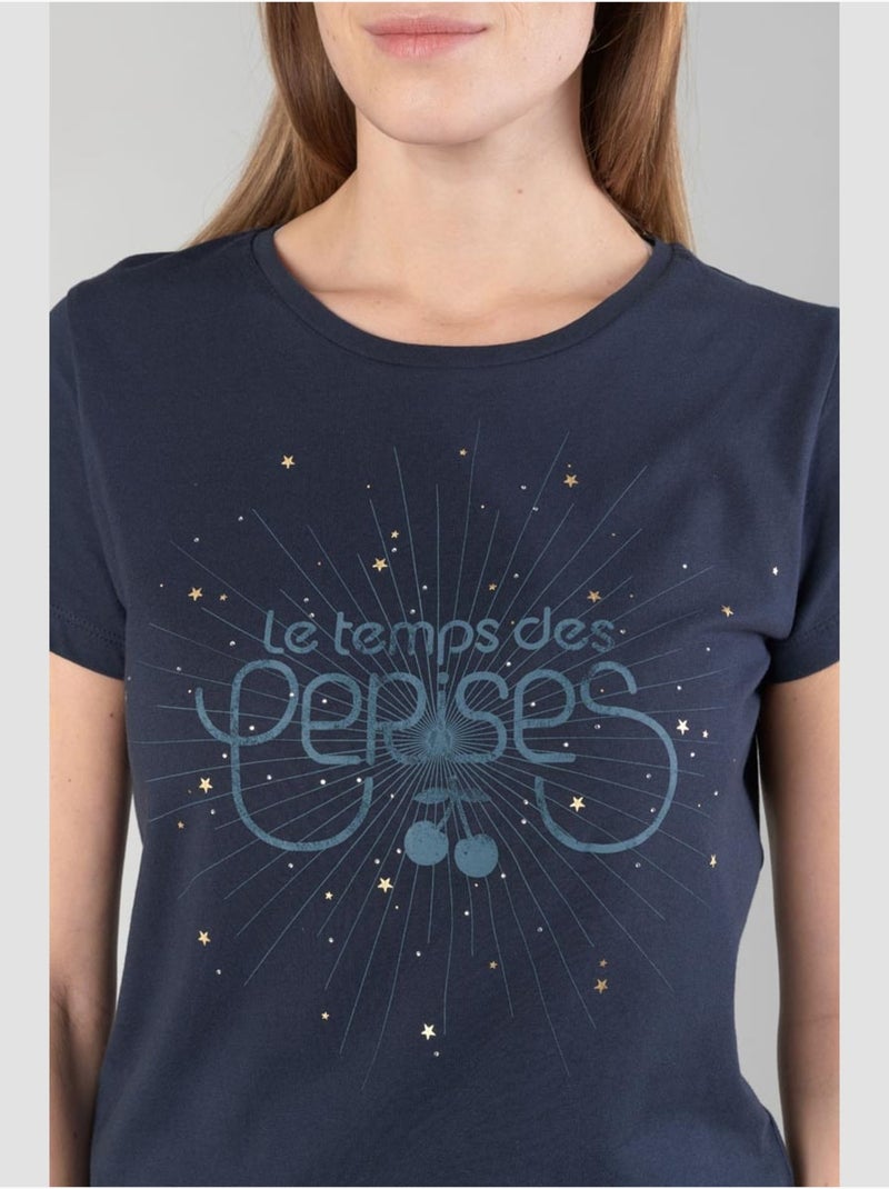 Tee-Shirt FABULO 'Le Temps Des Cerises' Bleu - Kiabi