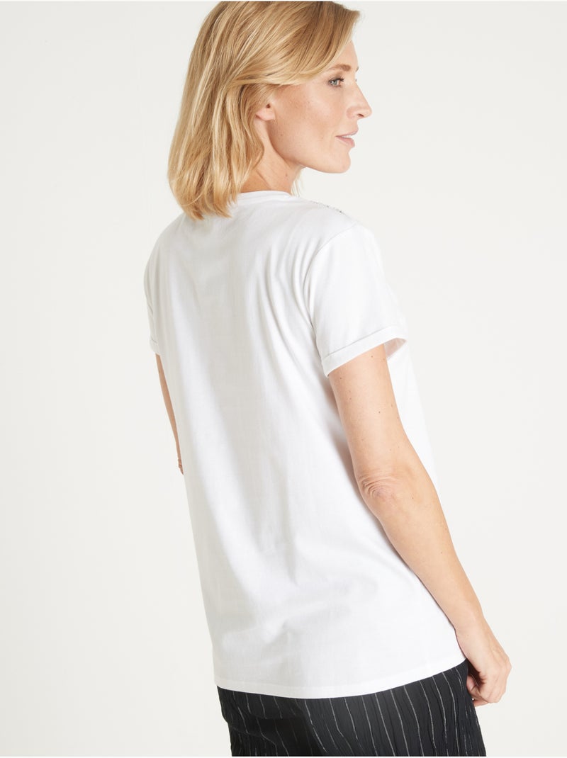 Tee-shirt fantaisie brodé et ajouré - DAXON Blanc Blanc - Kiabi