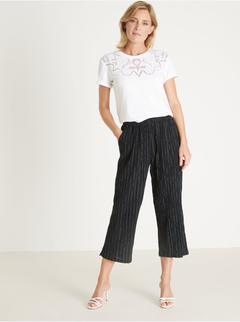 Tee-shirt fantaisie brodé et ajouré - DAXON Blanc Blanc - Kiabi