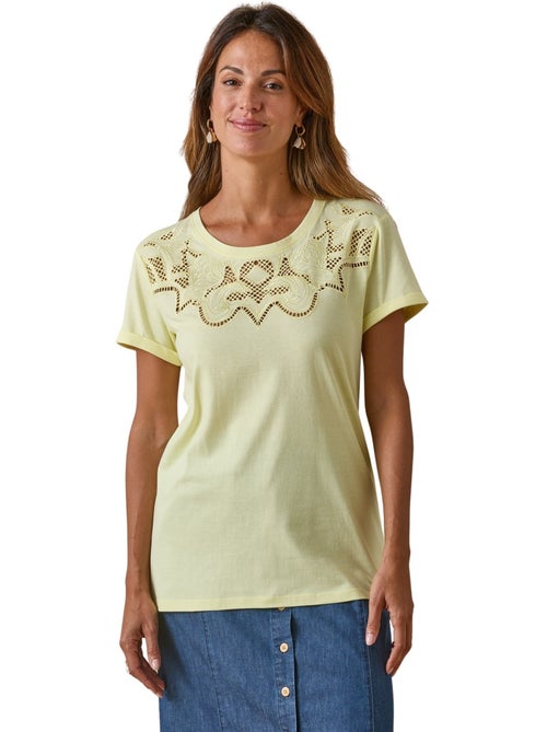 Tee-shirt fantaisie brodé et ajouré - DAXON - Kiabi