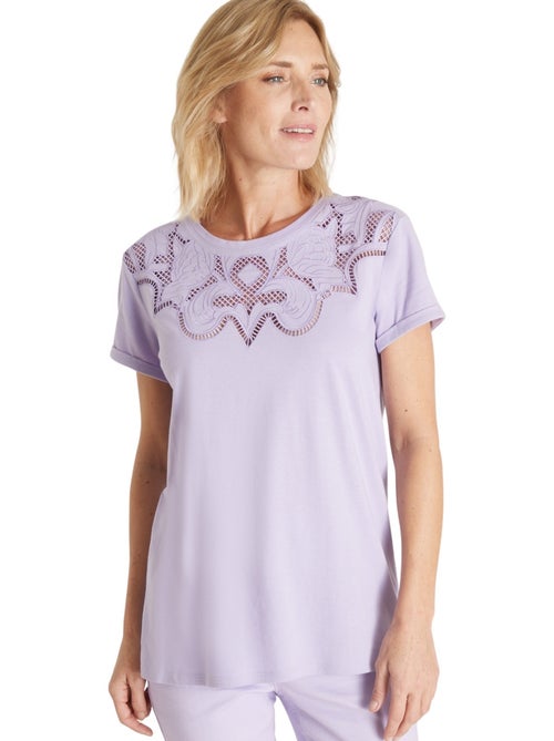 Tee-shirt fantaisie brodé et ajouré - DAXON - Kiabi