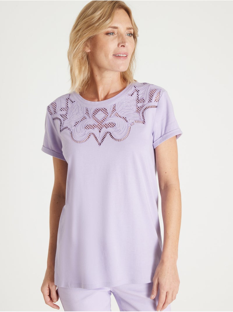 Tee-shirt fantaisie brodé et ajouré - DAXON Parme - Kiabi