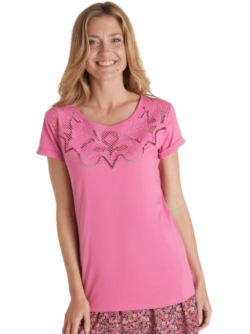 Tee-shirt fantaisie brodé et ajouré - DAXON - Kiabi