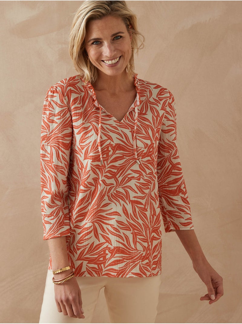 Tee-shirt fantaisie maille gaufrée - DAXON Orange - Kiabi