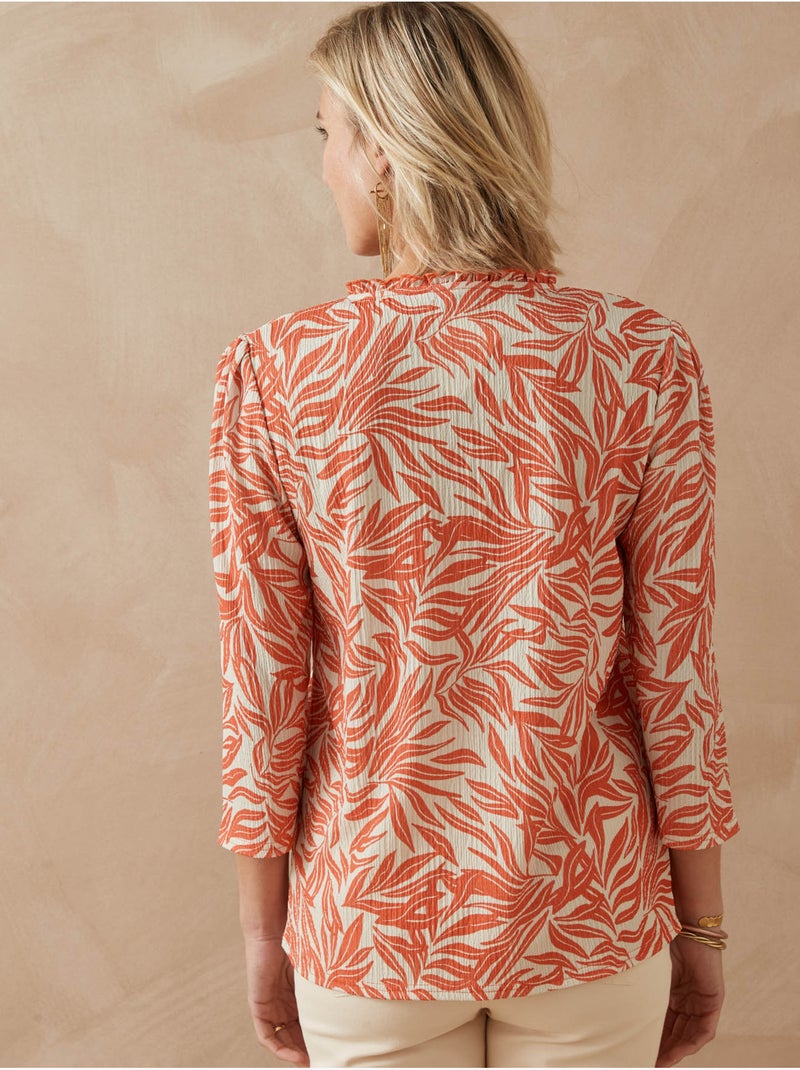 Tee-shirt fantaisie maille gaufrée - DAXON Orange - Kiabi