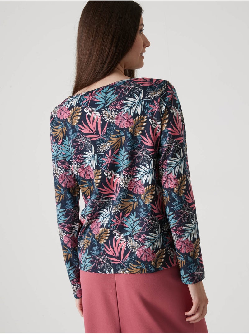 Tee-shirt fantaisie pur coton - DAXON Bleu Multicolore - Kiabi