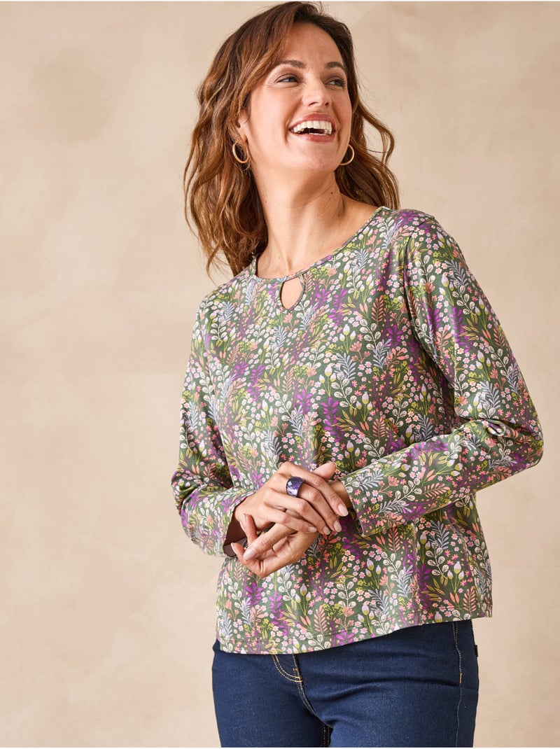 Tee-shirt fantaisie pur coton - DAXON Kaki foncé/Rose - Kiabi
