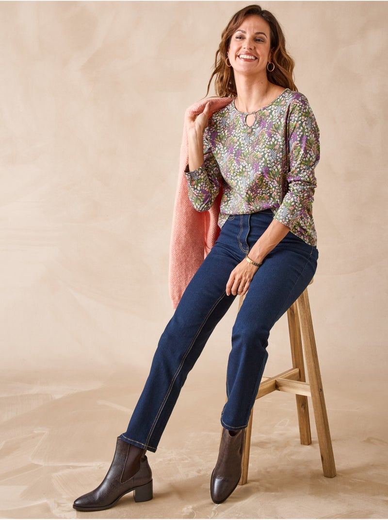 Tee-shirt fantaisie pur coton - DAXON Kaki foncé/Rose - Kiabi