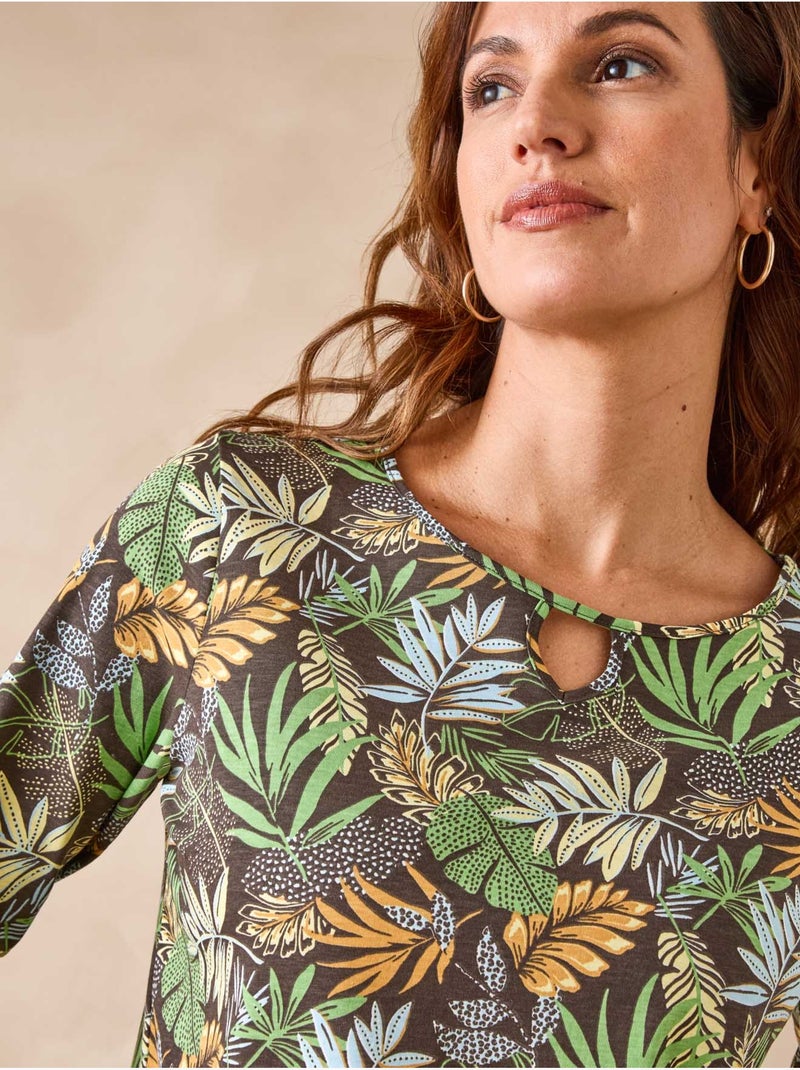 Tee-shirt fantaisie pur coton - DAXON Marron chocolat - Kiabi