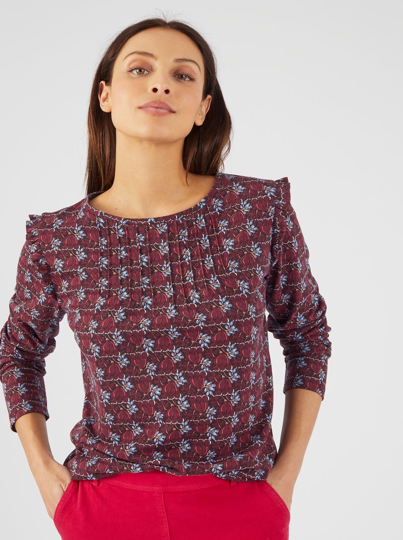 Tee-shirt fantaisie Thermolactyl recyclé - Damart Bordeaux - Kiabi