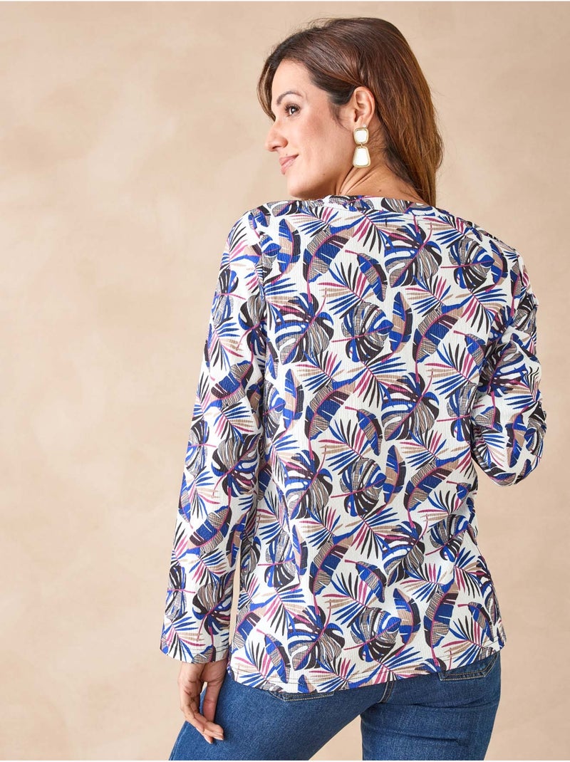 Tee-shirt femme maille gaufrée - DAXON Bleu - Kiabi