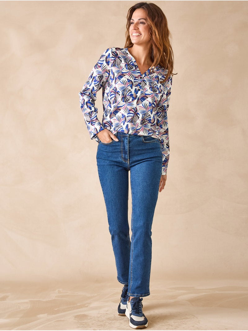 Tee-shirt femme maille gaufrée - DAXON Bleu - Kiabi