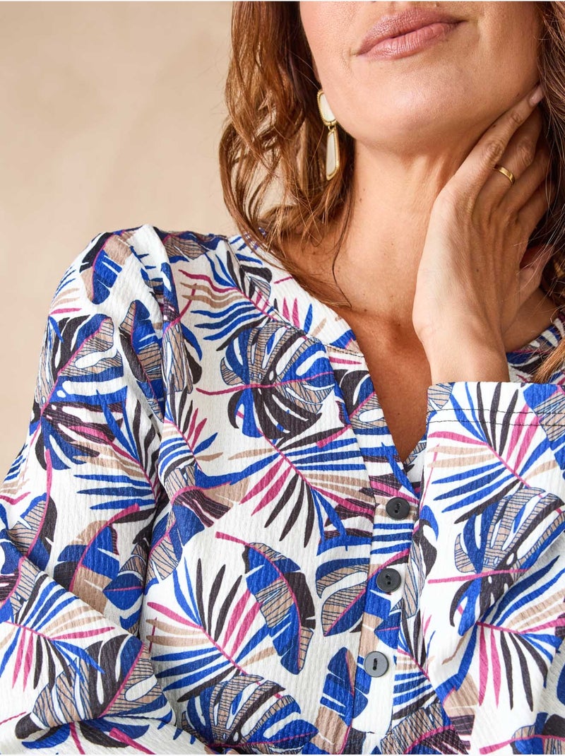 Tee-shirt femme maille gaufrée - DAXON Bleu - Kiabi