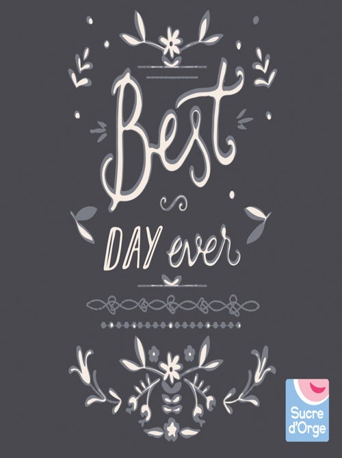 TEE SHIRT FILLE ANTHRACITE "BEST DAY" - Kiabi