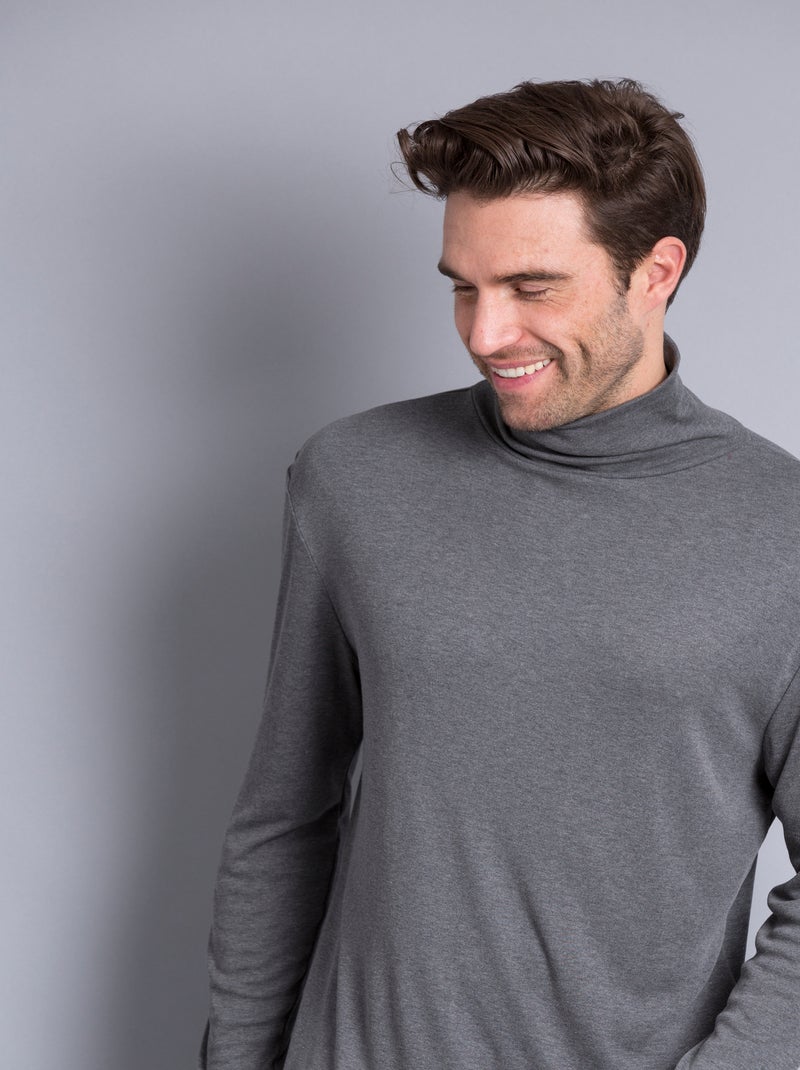 Tee-shirt fine côte Thermolactyl - Damart Gris - Kiabi