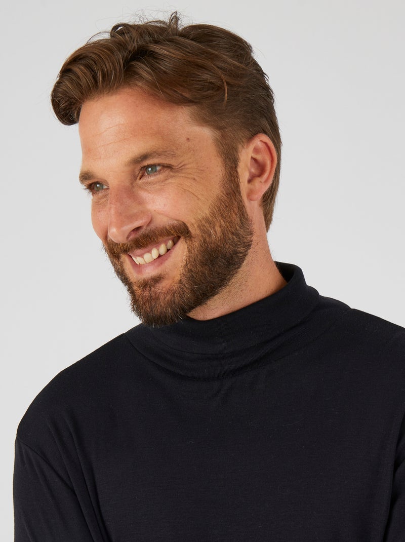 Tee-shirt fine côte Thermolactyl thermique - Damart Noir - Kiabi