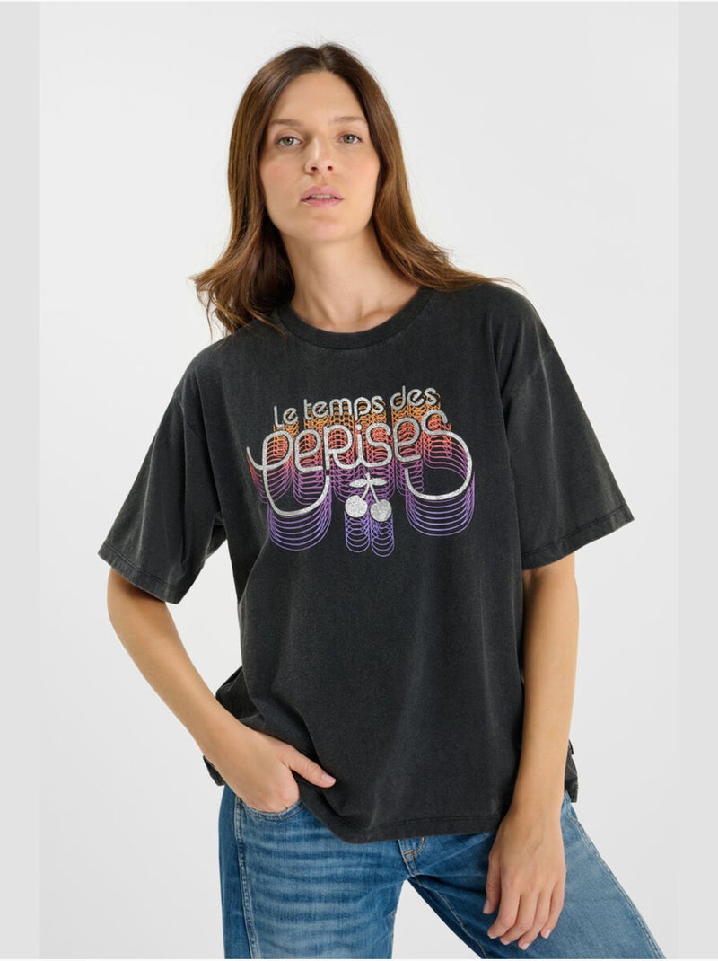 Tee-Shirt FINODE 'Le Temps Des Cerises' Noir - Kiabi