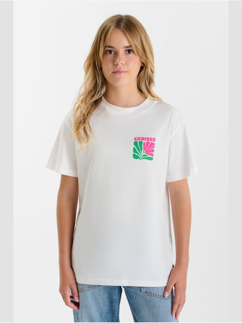 Tee-Shirt FLEURGI 'Le Temps Des Cerises' Blanc - Kiabi