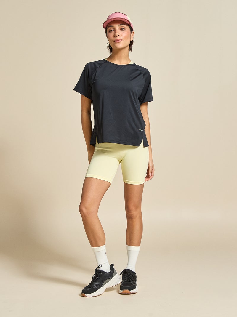 Tee-shirt fluide avec fente au dos - (ekstract) Noir - Kiabi