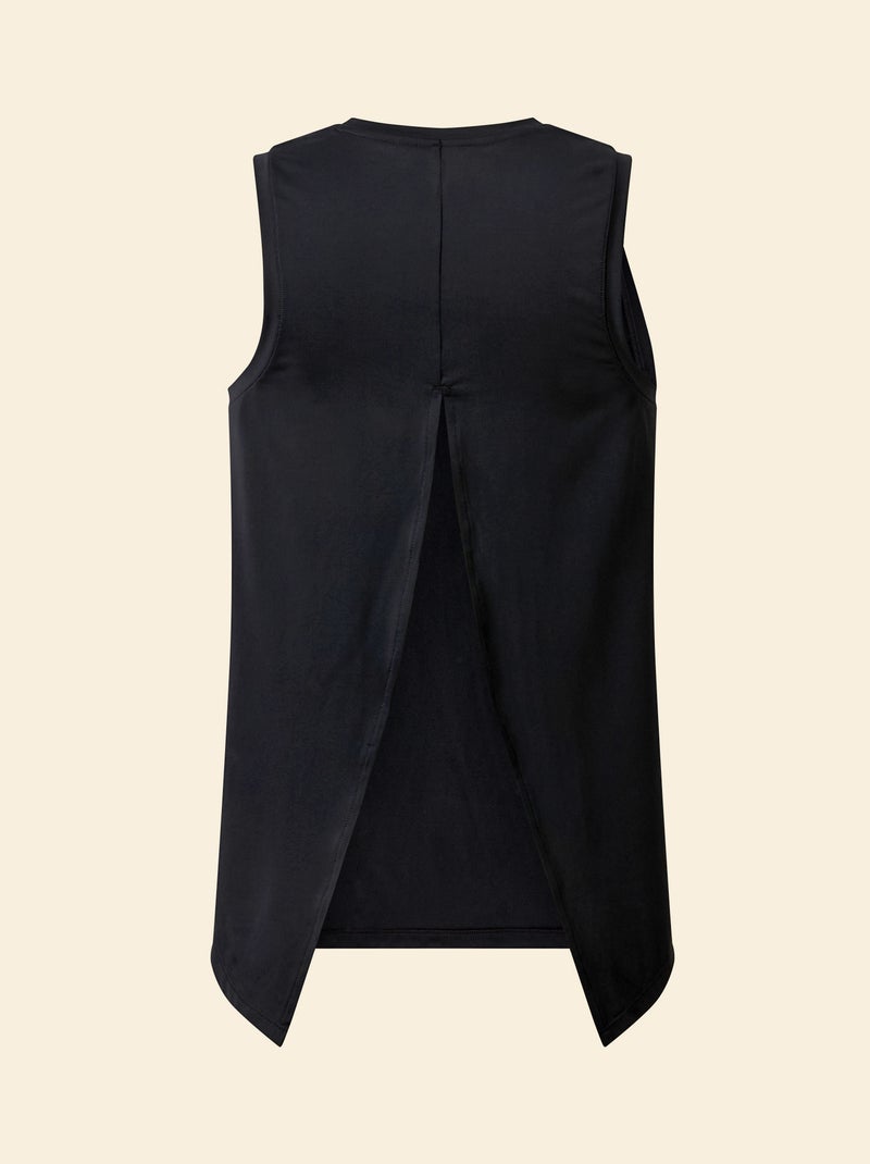 Tee-shirt fluide avec fente au dos - (ekstract) Noir - Kiabi