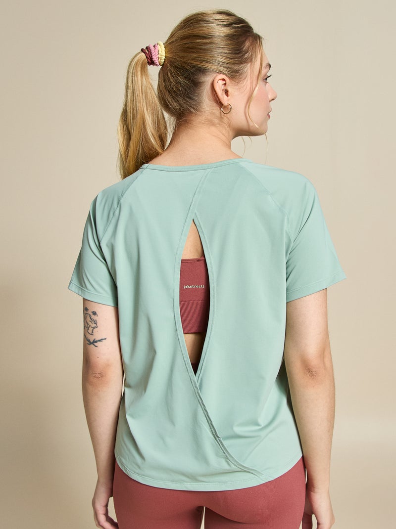 Tee-shirt fluide avec fente au dos - (ekstract) Vert - Kiabi