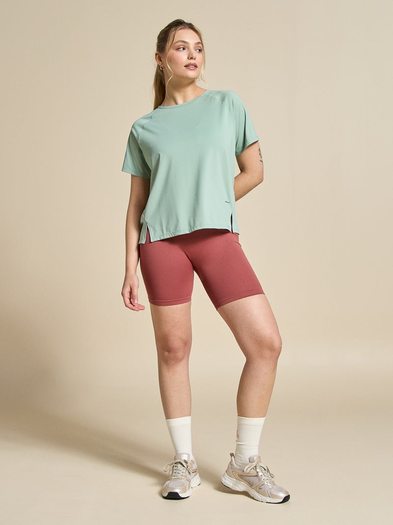 Tee-shirt fluide avec fente au dos - (ekstract) Vert - Kiabi