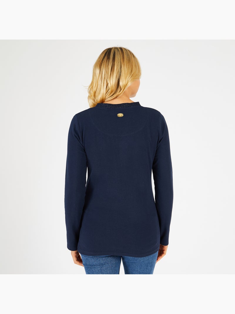 TEE-SHIRT FOIL COUTURE Bleu marine - Kiabi