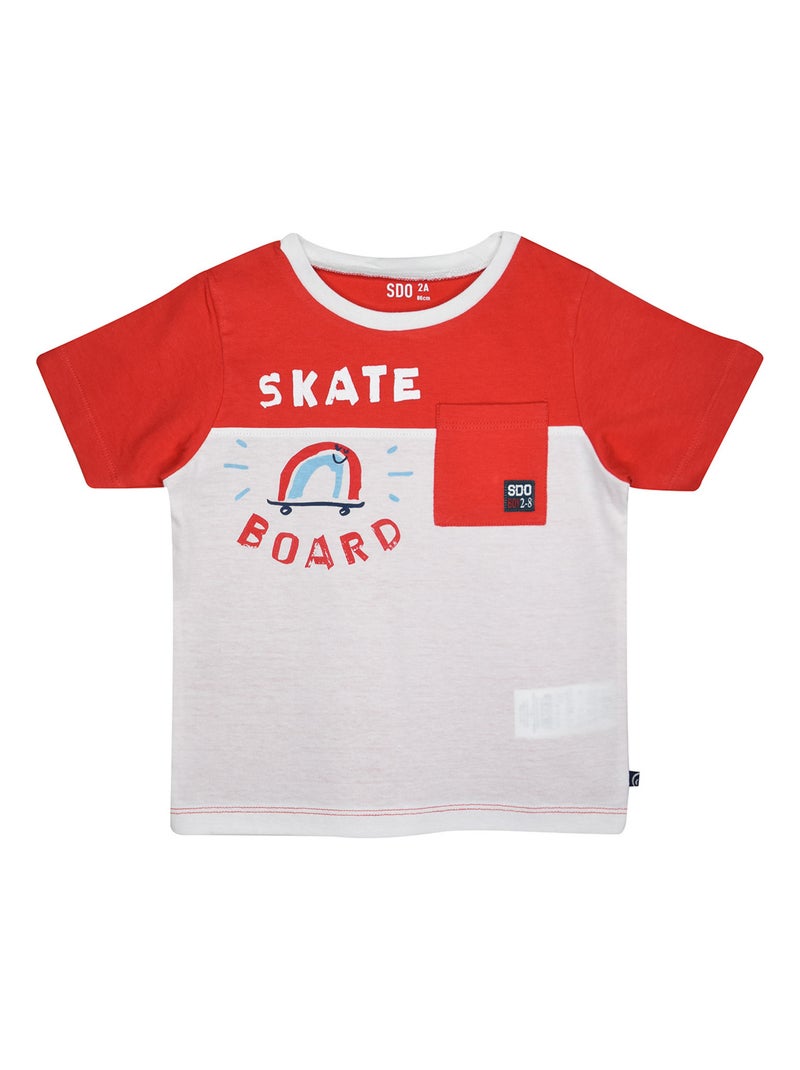 TEE SHIRT GABIN MANCHES COURTES ENFANT Rouge - Kiabi