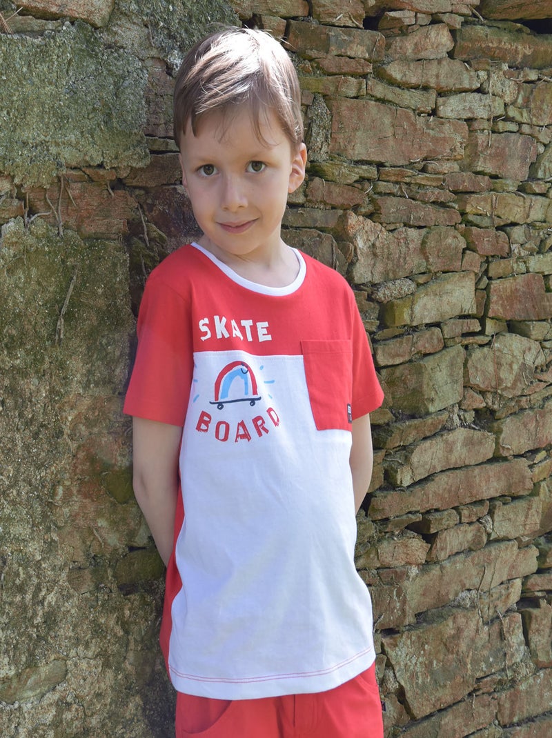 TEE SHIRT GABIN MANCHES COURTES ENFANT Rouge - Kiabi