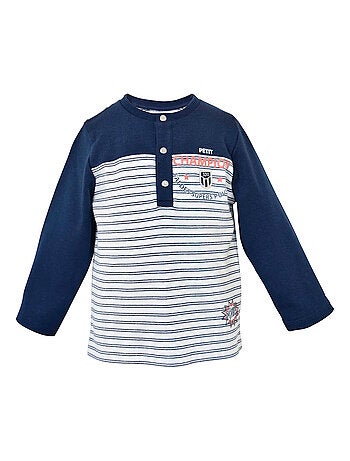 TEE-SHIRT GARCON MANCHES LONGUES MARINE