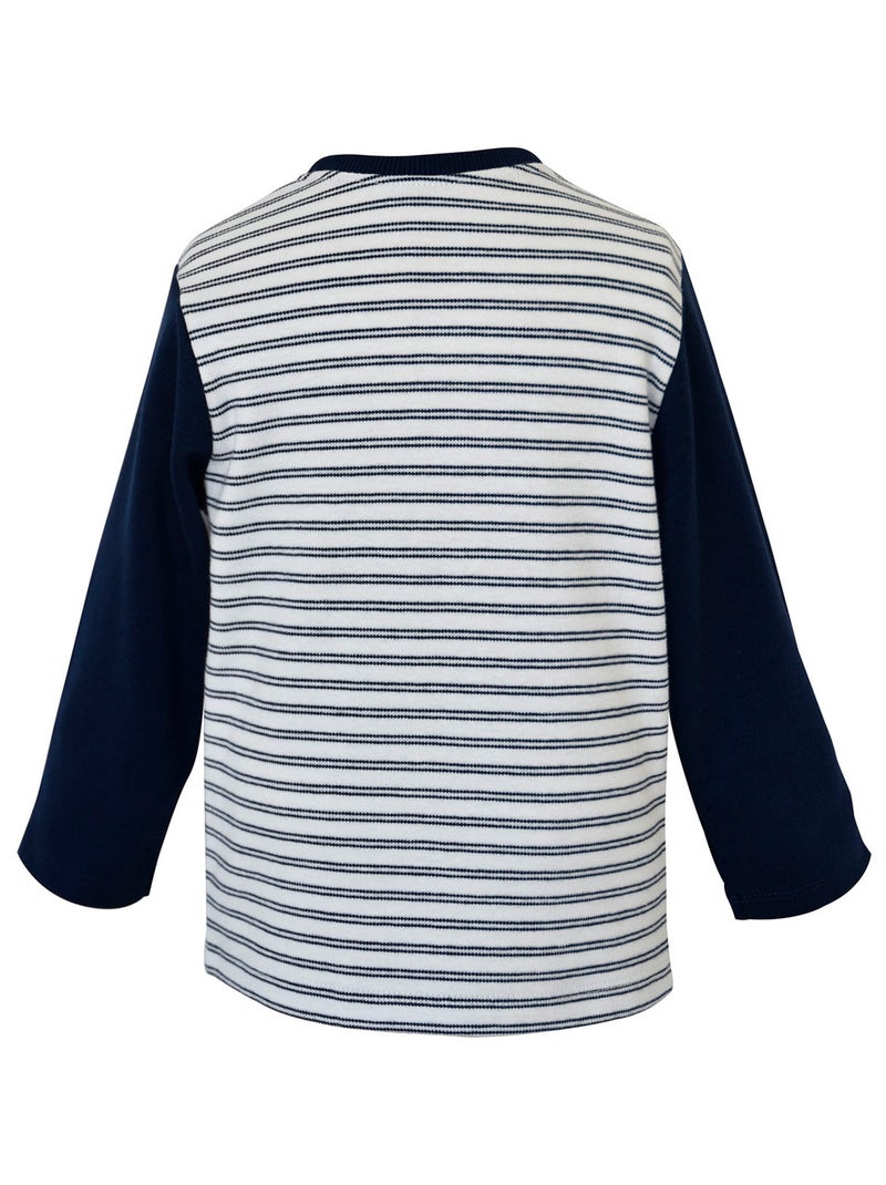 TEE-SHIRT GARCON MANCHES LONGUES MARINE Bleu - Kiabi