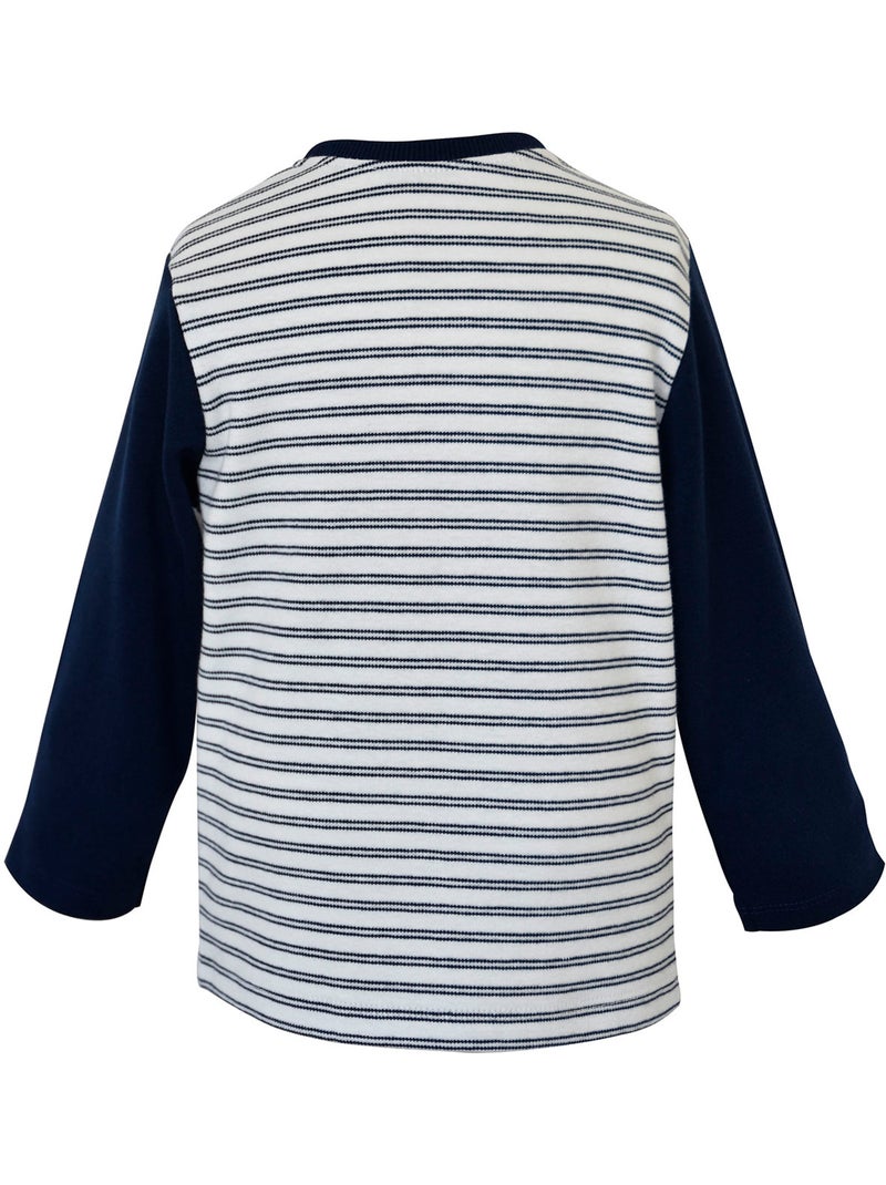 TEE-SHIRT GARCON MANCHES LONGUES MARINE Bleu - Kiabi